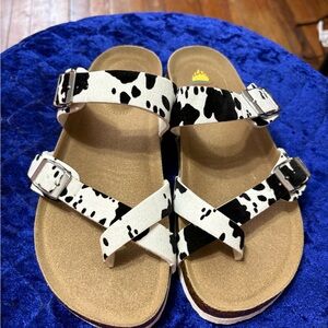 Cow Print Kids Sandals
